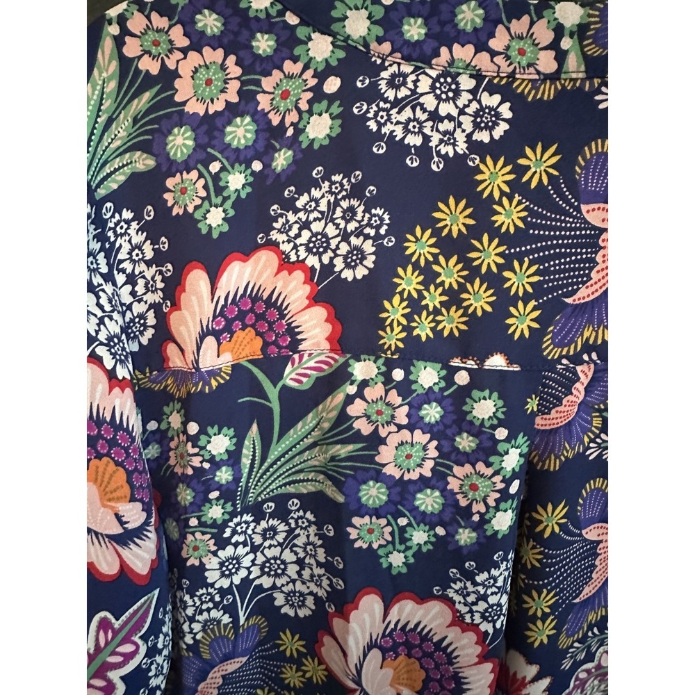 Zac & Rachel S Navy Floral Boho Blouse V Neck Long Sleeve Romantic Cottagecore - Picture 7 of 8